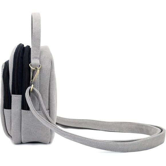 Women's S3 Light Gray Vintage Embroidered Cute Mini Cross Body Bag Small Handbag - Picture 4 of 5